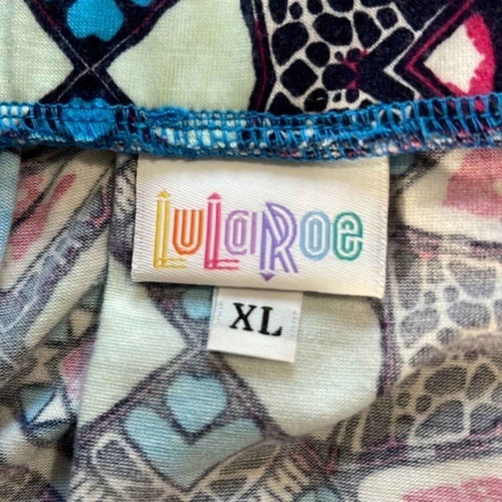 Lularoe Teal Pink Madison Pocketed Skirt Size XL EUC/NWOT - Picture 2 of 6